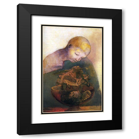 Cup of cognition (The Childrens Cup) Black Modern Wood Framed Art Print with Double Matting by Redon, Odilon