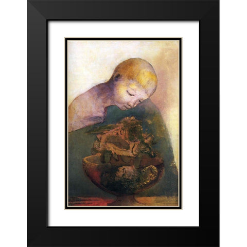 Cup of cognition (The Childrens Cup) Black Modern Wood Framed Art Print with Double Matting by Redon, Odilon