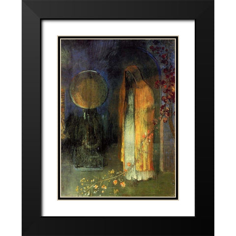 The Yellow Cape Black Modern Wood Framed Art Print with Double Matting by Redon, Odilon