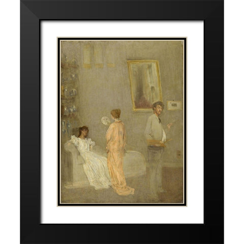 Whistler in his StudioÂ 1865 Black Modern Wood Framed Art Print with Double Matting by Whistler, James McNeill