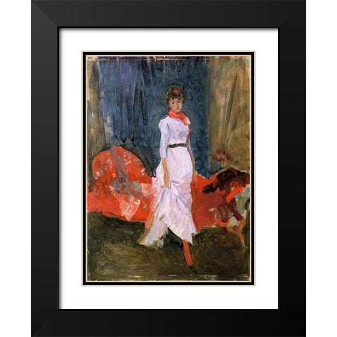 Arrangement in Pink, Red and Purple Black Modern Wood Framed Art Print with Double Matting by Whistler, James McNeill