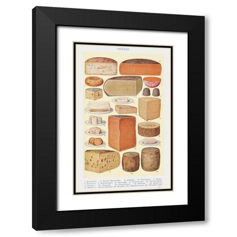 Cheeses Black Modern Wood Framed Art Print with Double Matting by Mrs. Beeton''s Book of Household Management