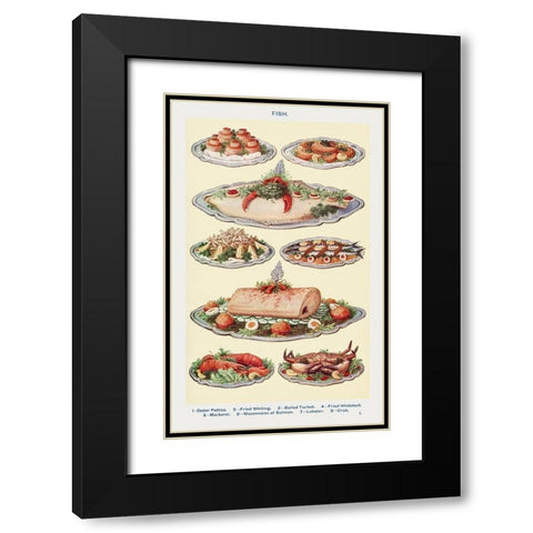 Fish III Black Modern Wood Framed Art Print with Double Matting by Mrs. Beeton''s Book of Household Management