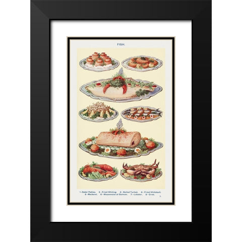 Fish III Black Modern Wood Framed Art Print with Double Matting by Mrs. Beeton''s Book of Household Management