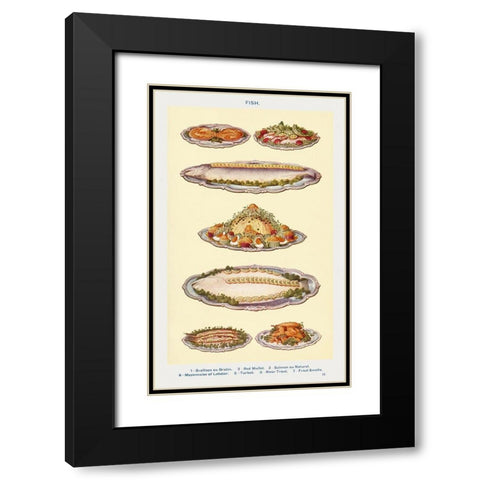 Fish IV Black Modern Wood Framed Art Print with Double Matting by Mrs. Beeton''s Book of Household Management