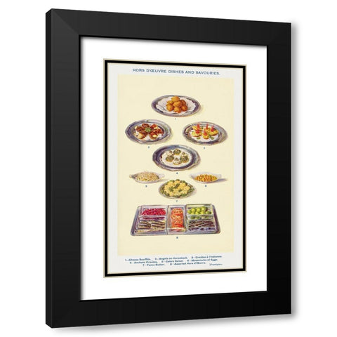 Hors doeuvres dishes and savouries Black Modern Wood Framed Art Print with Double Matting by Mrs. Beeton''s Book of Household Management