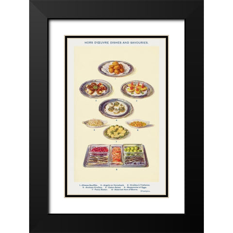 Hors doeuvres dishes and savouries Black Modern Wood Framed Art Print with Double Matting by Mrs. Beeton''s Book of Household Management