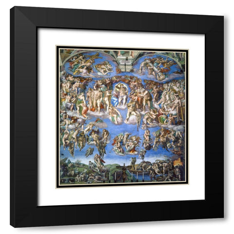 The Last Judgement Black Modern Wood Framed Art Print with Double Matting by Michelangelo