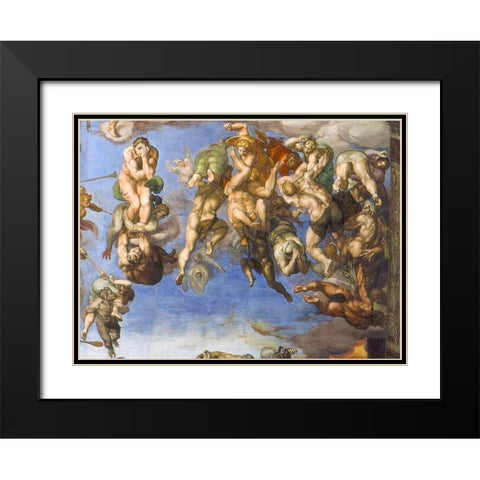 The Last Judgement Detail Black Modern Wood Framed Art Print with Double Matting by Michelangelo