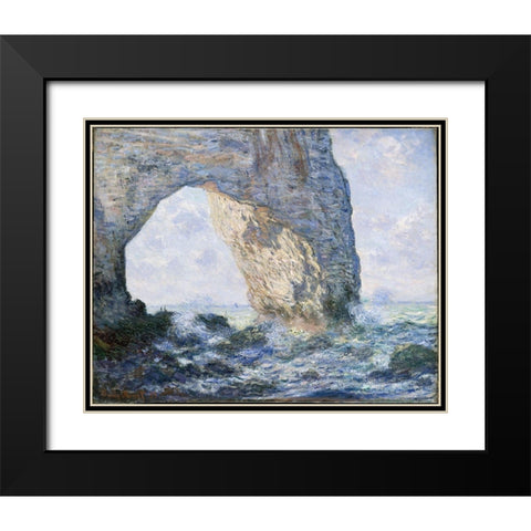 The Manneporte At Etretat Black Modern Wood Framed Art Print with Double Matting by Monet, Claude