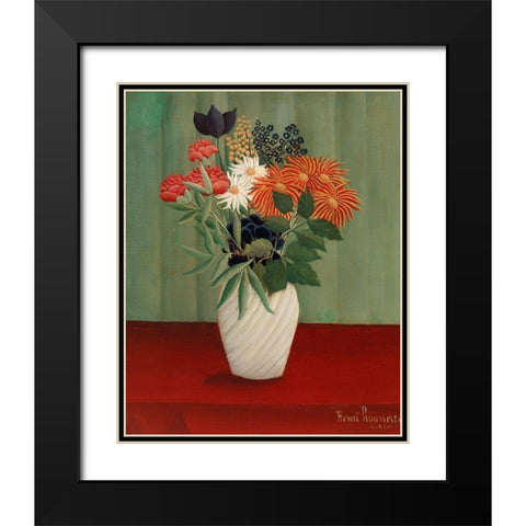 Bouquet of Flowers with China Asters and Tokyos Black Modern Wood Framed Art Print with Double Matting by Rousseau, Henri