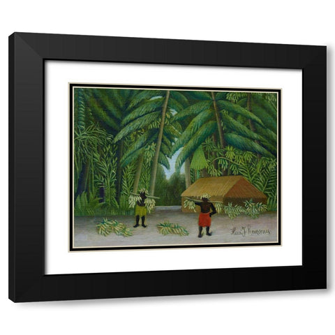 Banana Harvest 1910 Black Modern Wood Framed Art Print with Double Matting by Rousseau, Henri