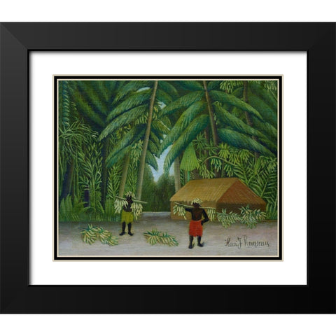 Banana Harvest 1910 Black Modern Wood Framed Art Print with Double Matting by Rousseau, Henri