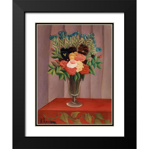 Bouquet of Flowers 1910 Black Modern Wood Framed Art Print with Double Matting by Rousseau, Henri