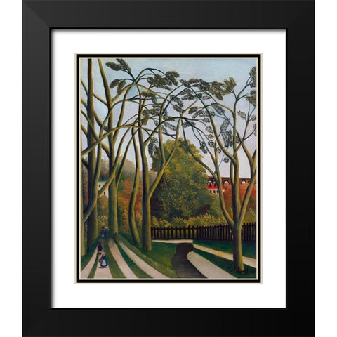 The Banks of the Bievre near BicetreÂ  1909 Black Modern Wood Framed Art Print with Double Matting by Rousseau, Henri