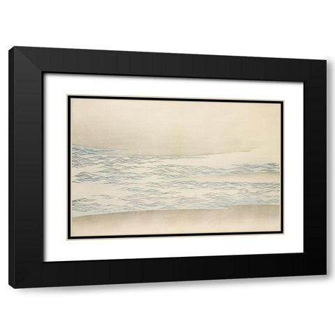Ocean waves from Momoyogusa Black Modern Wood Framed Art Print with Double Matting by Sekka, Kamisaka