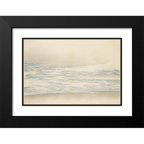 Ocean waves from Momoyogusa Black Modern Wood Framed Art Print with Double Matting by Sekka, Kamisaka