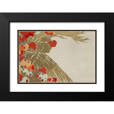 Flowers from Momoyogusa Black Modern Wood Framed Art Print with Double Matting by Sekka, Kamisaka