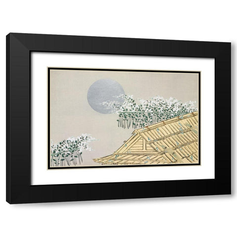 House from Momoyogusa Black Modern Wood Framed Art Print with Double Matting by Sekka, Kamisaka