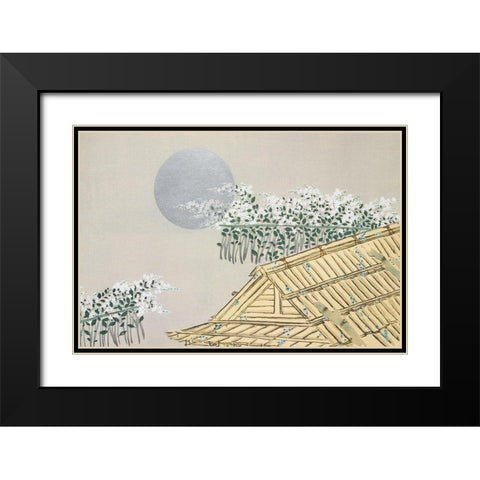 House from Momoyogusa Black Modern Wood Framed Art Print with Double Matting by Sekka, Kamisaka