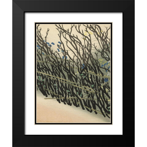 Hedge from Momoyogusa Black Modern Wood Framed Art Print with Double Matting by Sekka, Kamisaka