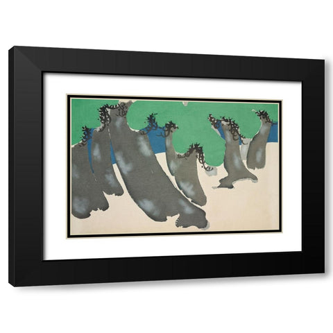 Trees from Momoyogusa Black Modern Wood Framed Art Print with Double Matting by Sekka, Kamisaka