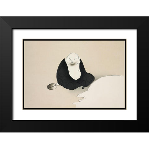 Old man from Momoyogusa Black Modern Wood Framed Art Print with Double Matting by Sekka, Kamisaka