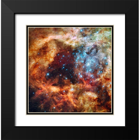 Hubbles view of a grand star forming region Black Modern Wood Framed Art Print with Double Matting by NASA