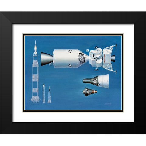 NASA spacecraft comparison Black Modern Wood Framed Art Print with Double Matting by NASA