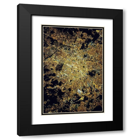 Paris at Night Black Modern Wood Framed Art Print with Double Matting by NASA