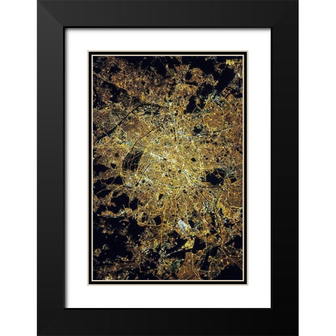 Paris at Night Black Modern Wood Framed Art Print with Double Matting by NASA