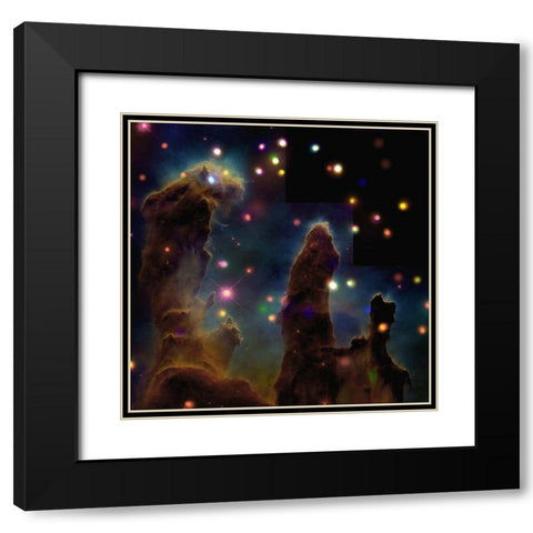 The Eagle Nebula, Pillars of Creation Black Modern Wood Framed Art Print with Double Matting by NASA