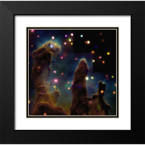 The Eagle Nebula, Pillars of Creation Black Modern Wood Framed Art Print with Double Matting by NASA