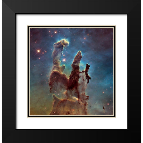 Pillars of Creation Black Modern Wood Framed Art Print with Double Matting by NASA