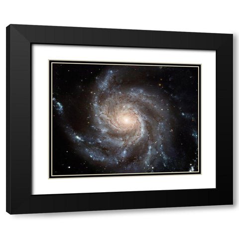 Pinwheel Galaxy Black Modern Wood Framed Art Print with Double Matting by NASA