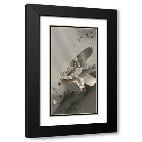 Eagle lurking at a prey Black Modern Wood Framed Art Print with Double Matting by Koson, Ohara