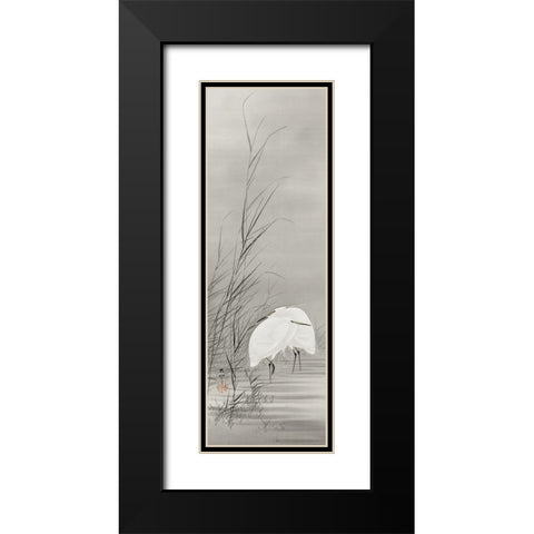 Egrets in a swamp Black Modern Wood Framed Art Print with Double Matting by Koson, Ohara
