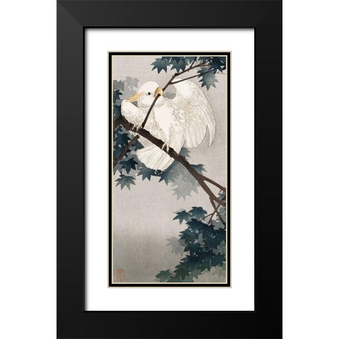 Yellow crested cockatoo in tree Black Modern Wood Framed Art Print with Double Matting by Koson, Ohara