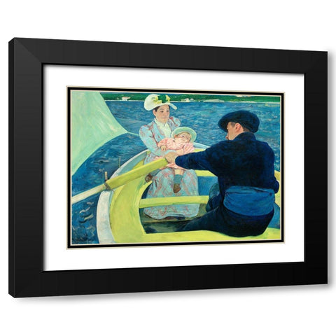 The Boating Party Black Modern Wood Framed Art Print with Double Matting by Cassatt, Mary