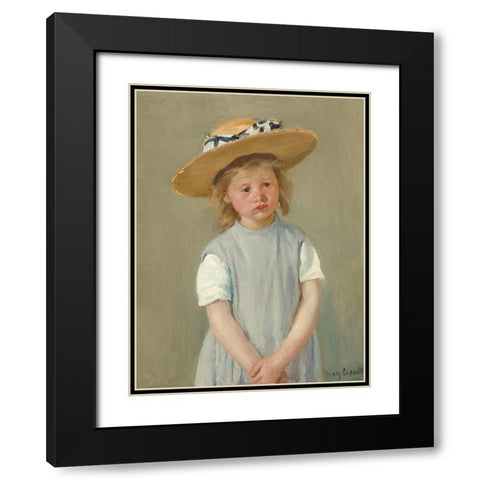 Child in a Straw Hat Black Modern Wood Framed Art Print with Double Matting by Cassatt, Mary