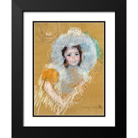 Buste de fillette Black Modern Wood Framed Art Print with Double Matting by Cassatt, Mary
