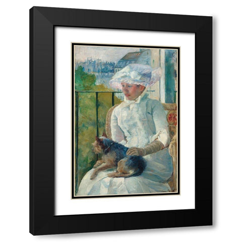Young Girl at a Window Black Modern Wood Framed Art Print with Double Matting by Cassatt, Mary
