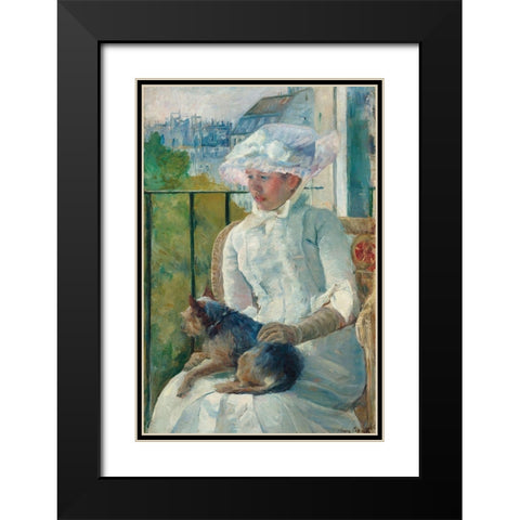 Young Girl at a Window Black Modern Wood Framed Art Print with Double Matting by Cassatt, Mary