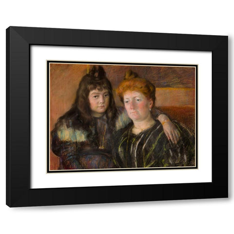 Madame Gaillard and Her Daughter Marie-Therese Black Modern Wood Framed Art Print with Double Matting by Cassatt, Mary