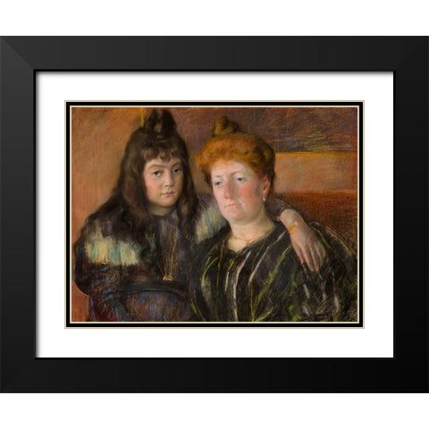 Madame Gaillard and Her Daughter Marie-Therese Black Modern Wood Framed Art Print with Double Matting by Cassatt, Mary