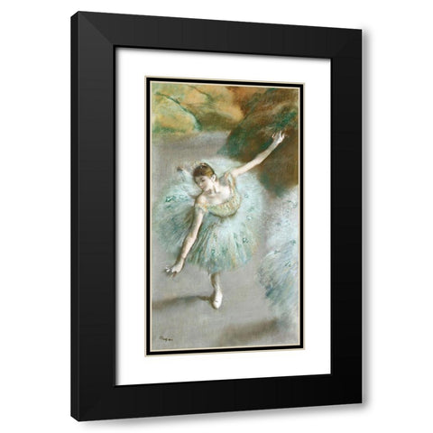 Dancer in Green Black Modern Wood Framed Art Print with Double Matting by Degas, Edgar