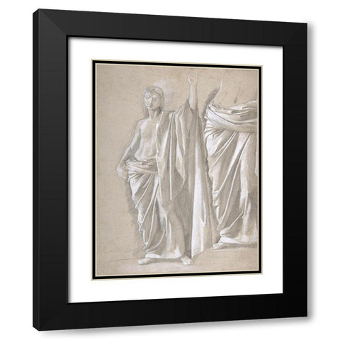 Study of a Draped Figure Black Modern Wood Framed Art Print with Double Matting by Degas, Edgar