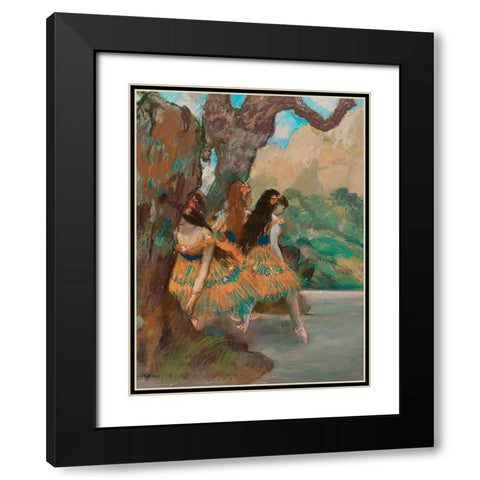 Ballet Dancers Black Modern Wood Framed Art Print with Double Matting by Degas, Edgar
