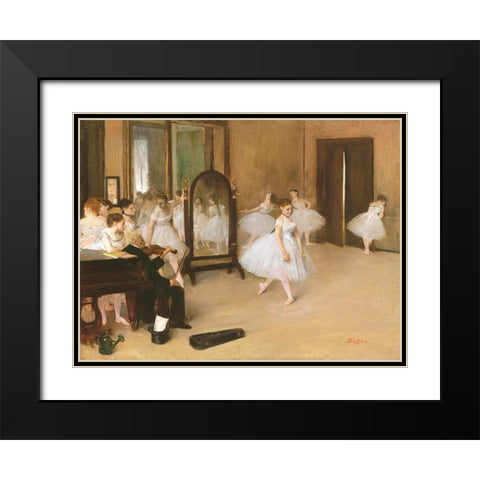 The Dancing Class Black Modern Wood Framed Art Print with Double Matting by Degas, Edgar