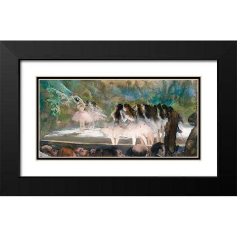 Ballet at the Paris Opera Black Modern Wood Framed Art Print with Double Matting by Degas, Edgar